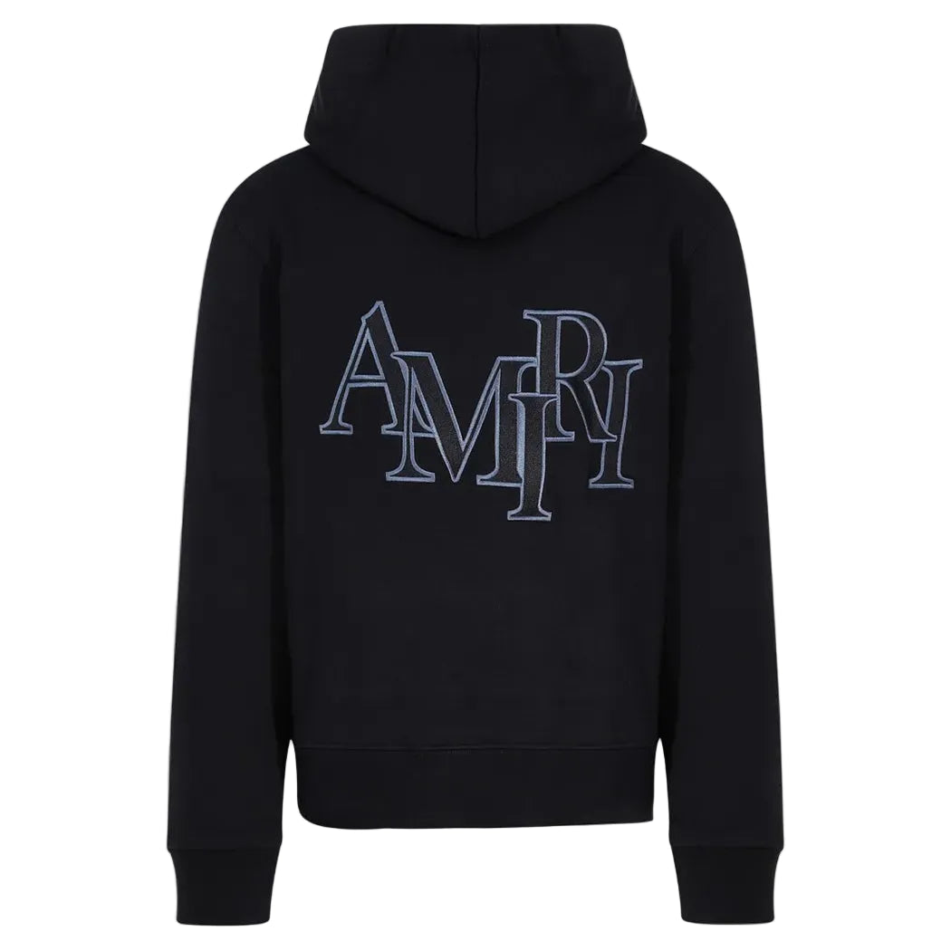 Amiri Staggered Logo Hoodie Black