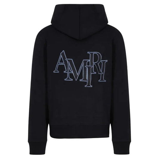 Amiri Staggered Logo Hoodie Black