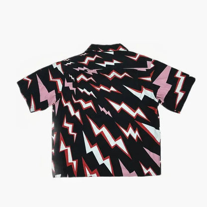 Prada Lightning Print Short Sleeve Shirt