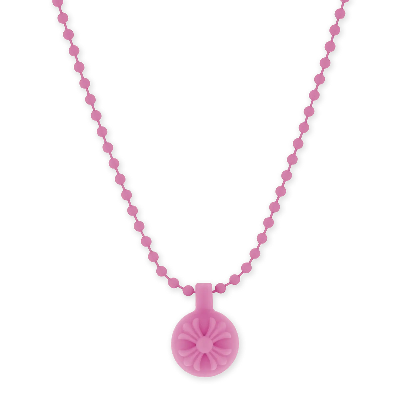 Chrome Hearts Silichrome Cross Ball Charm Necklace Pink