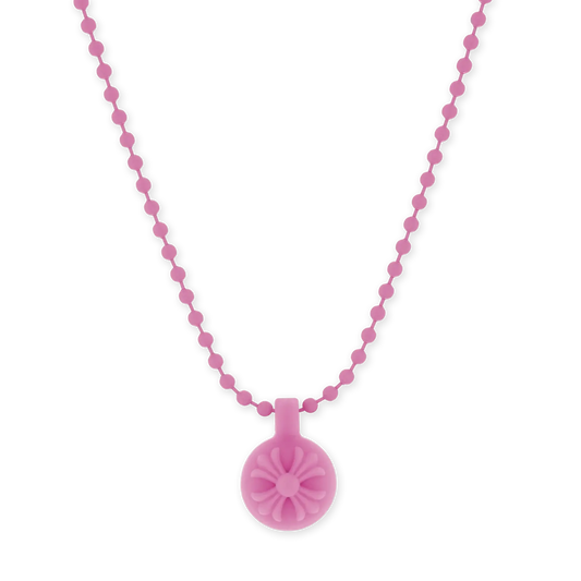 Chrome Hearts Silichrome Cross Ball Charm Necklace Pink