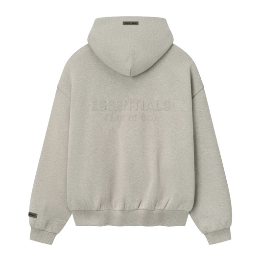 Fear of God Essentials Embossed 90s Fit Fleece Zip-Up Hoodie Warm Heather