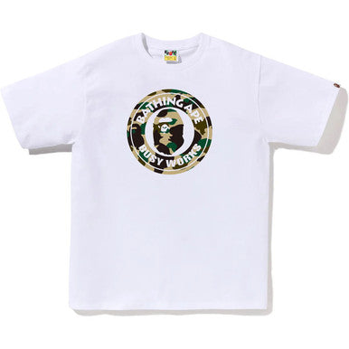 BAPE 1st Camo Busy Works Tee White/Yellow