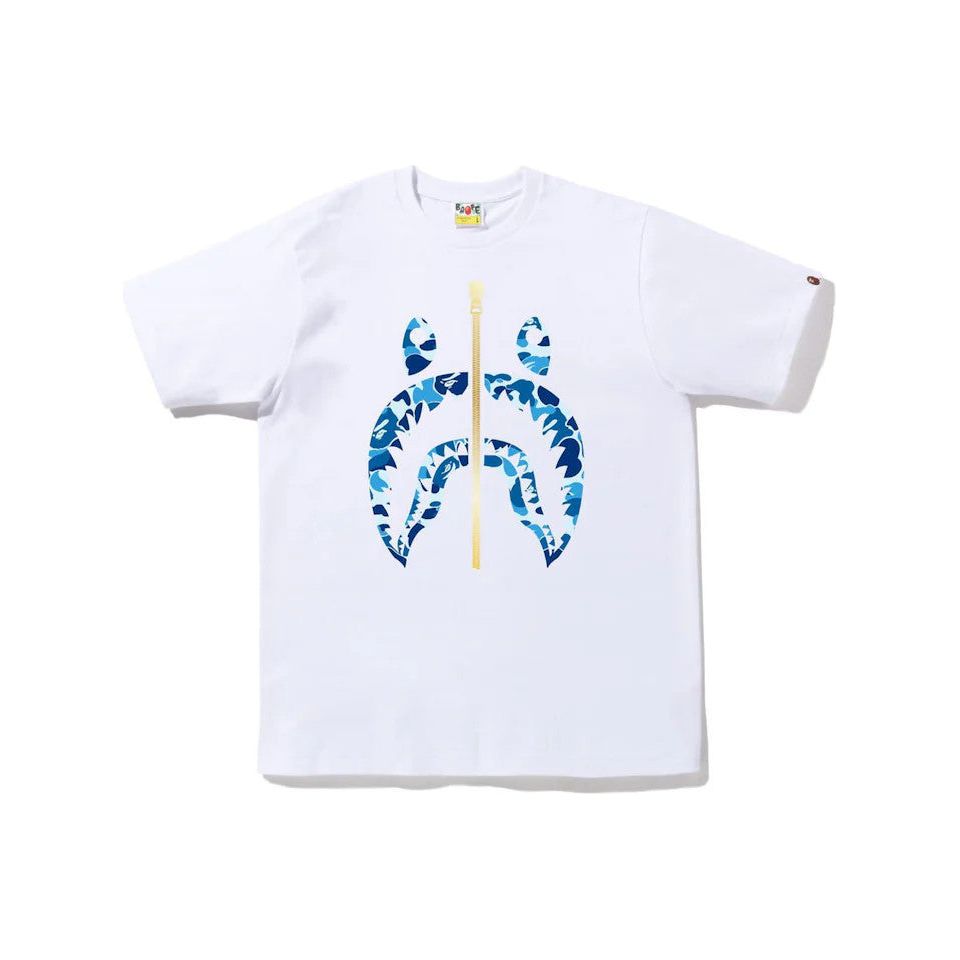 BAPE ABC Camo Gold Zip Shark Tee (SS23) White/Blue