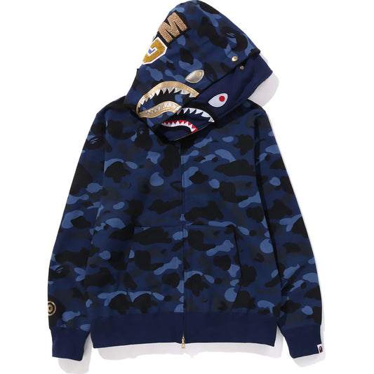 BAPE Color Camo Double Shark Full Zip Hoodie (SS24) Navy