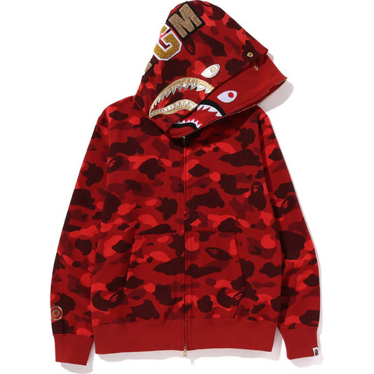 BAPE Color Camo Double Shark Full Zip Hoodie (SS24) Red