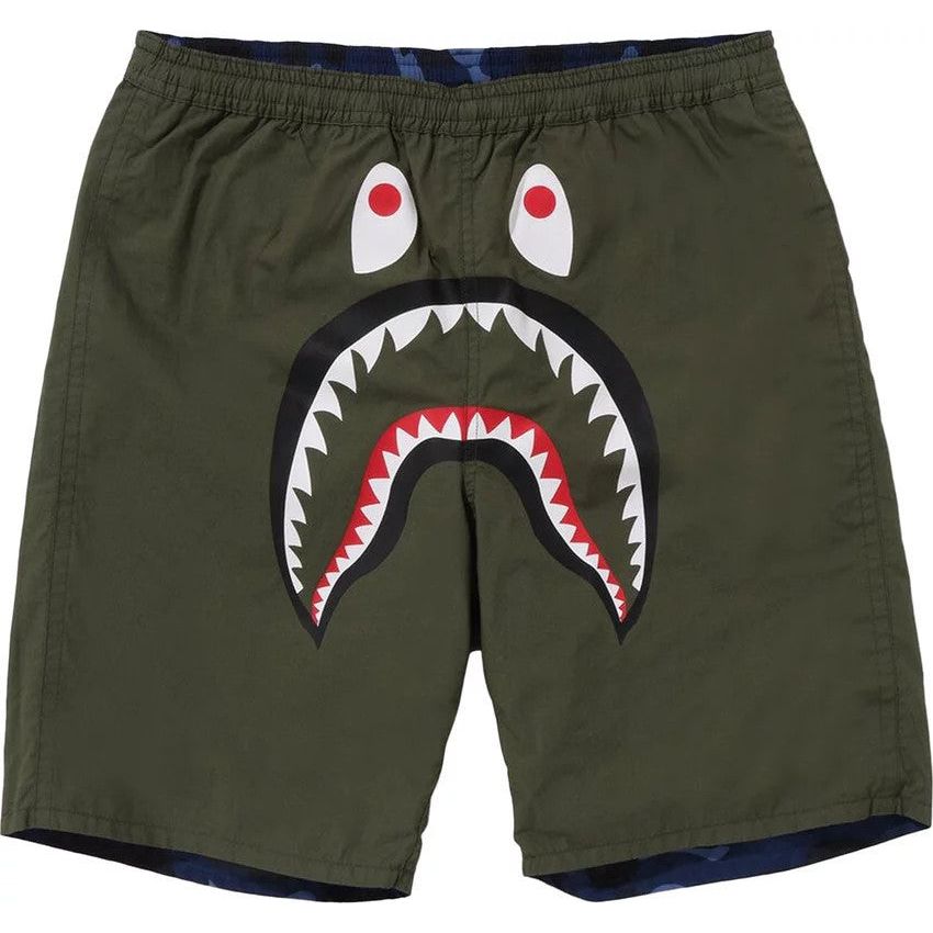 BAPE Color Camo Shark Reversible Shorts Navy