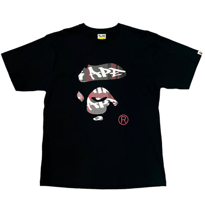 BAPE Graffiti Check Ape Face Tee Black/Black