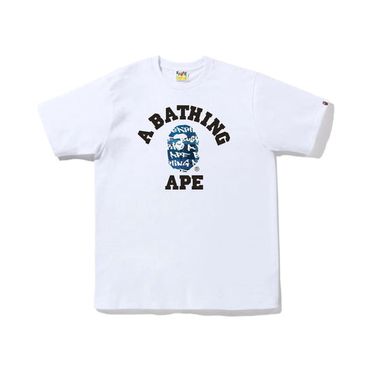 BAPE Graffiti Check College Tee White/Blue