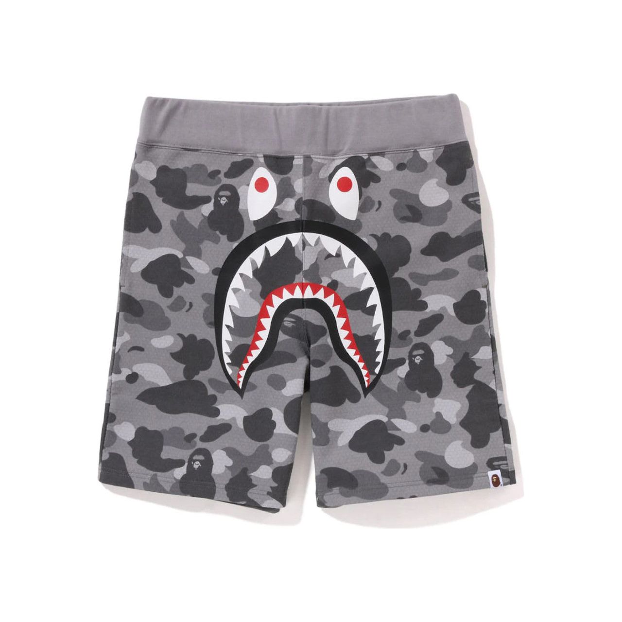 BAPE Honeycomb Camo Shark Sweat Shorts Grey