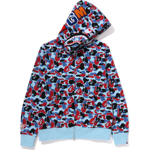 BAPE Store Chicago Camo Shark Full Zip Hoodie Blue/Red/Black