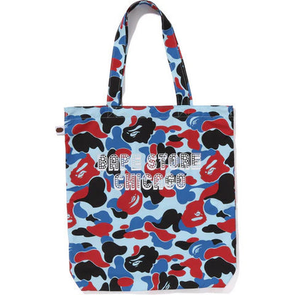 BAPE Store Chicago Camo Tote Bag Blue/Red/Black