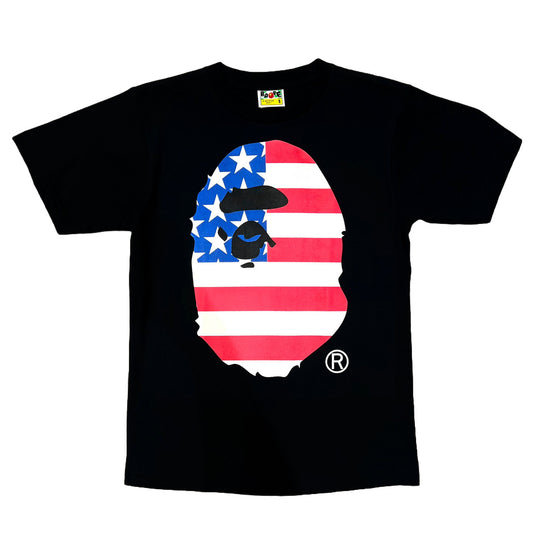 BAPE USA Flag Big Ape Head Tee Black