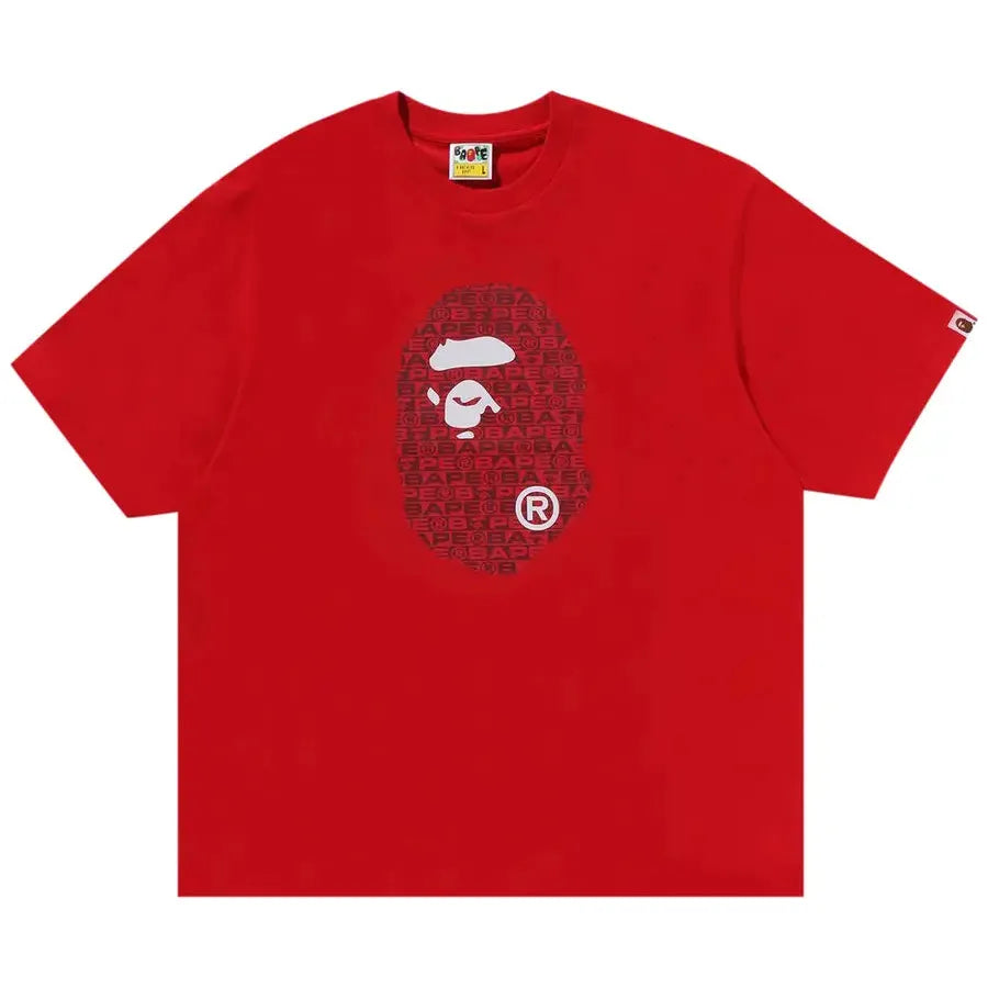 BAPE Lux Sport Pattern Ape Head Tee Red