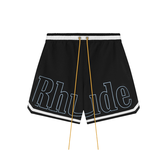 Rhude Logo Basketball Swim Shorts Black/White/Blue