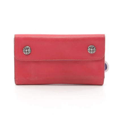 Chrome Hearts Wave Cross Ball Leather Wallet Red