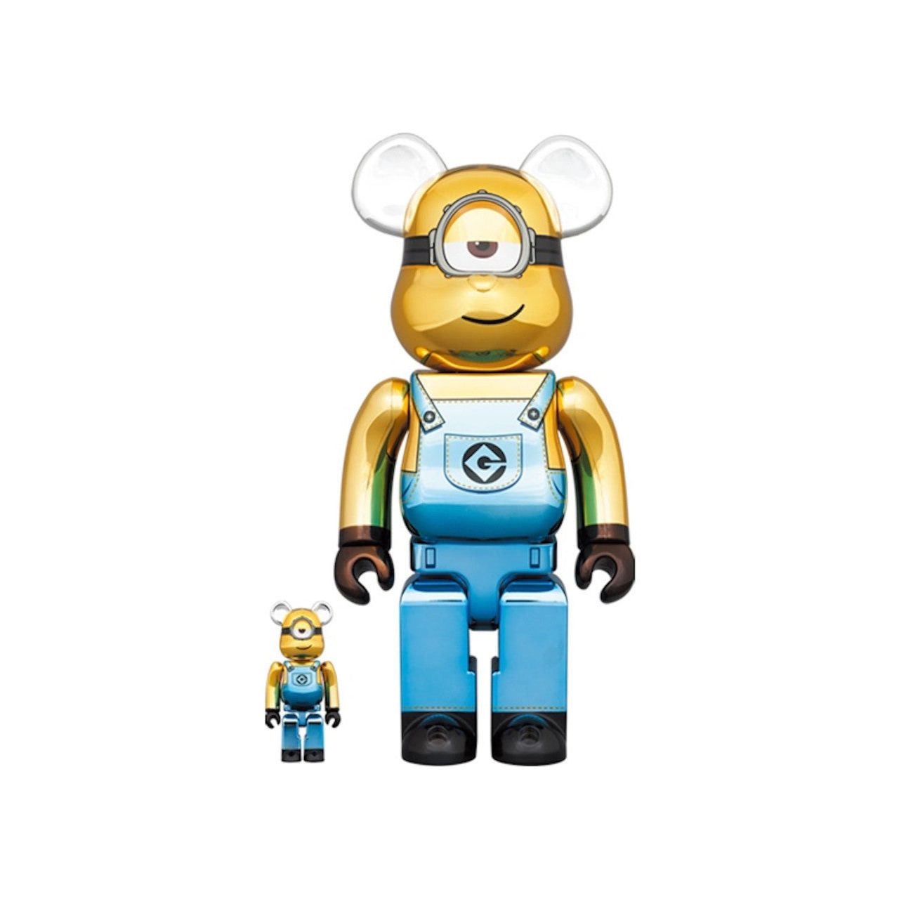 Bearbrick x Minions Stuart Chrome Ver. 100% & 400% Set