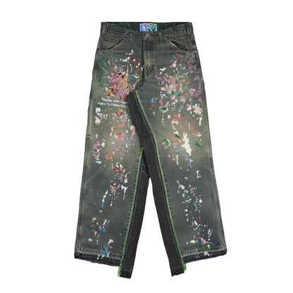 *Better With Age Hand-Beaded Double-Knee Jeans Black