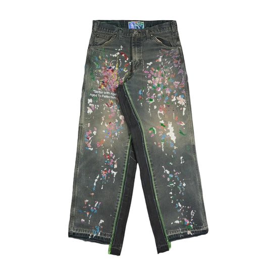 *Better With Age Hand-Beaded Double-Knee Jeans Black