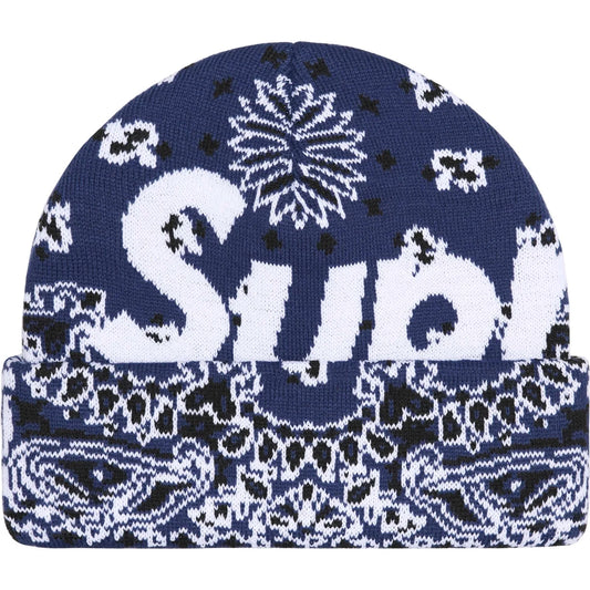 Supreme Bandana Big Logo Beanie (FW24) Navy