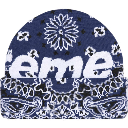 Supreme Bandana Big Logo Beanie (FW24) Navy