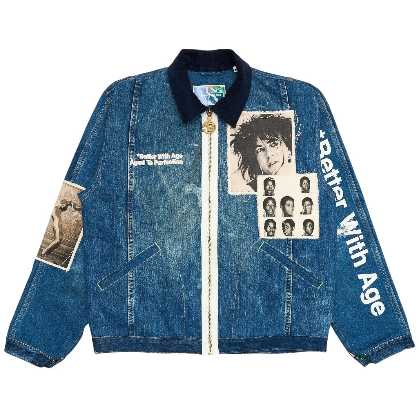 Better With Age Rock City Reconstructed Denim Jacket Indigo