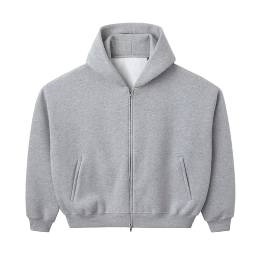 HMDD Blank Zip-Up Hoodie Grey