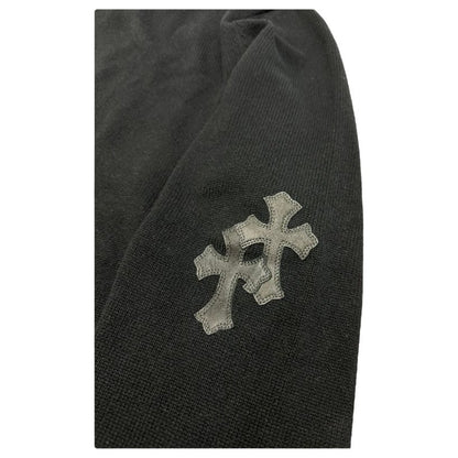 Chrome Hearts Cashmere Leather Cross Hoodie Black