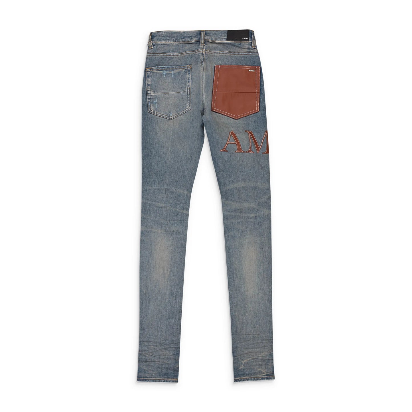 Amiri Leather Stitch Logo Jean Clay Indigo