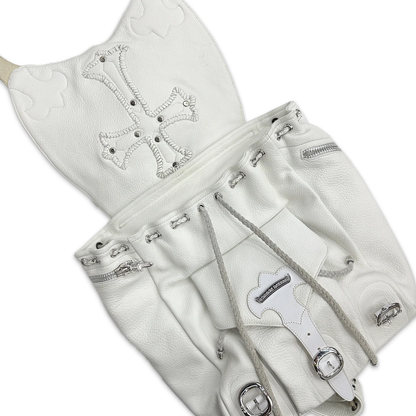 Chrome Hearts Large Cross Hobo Backpack White