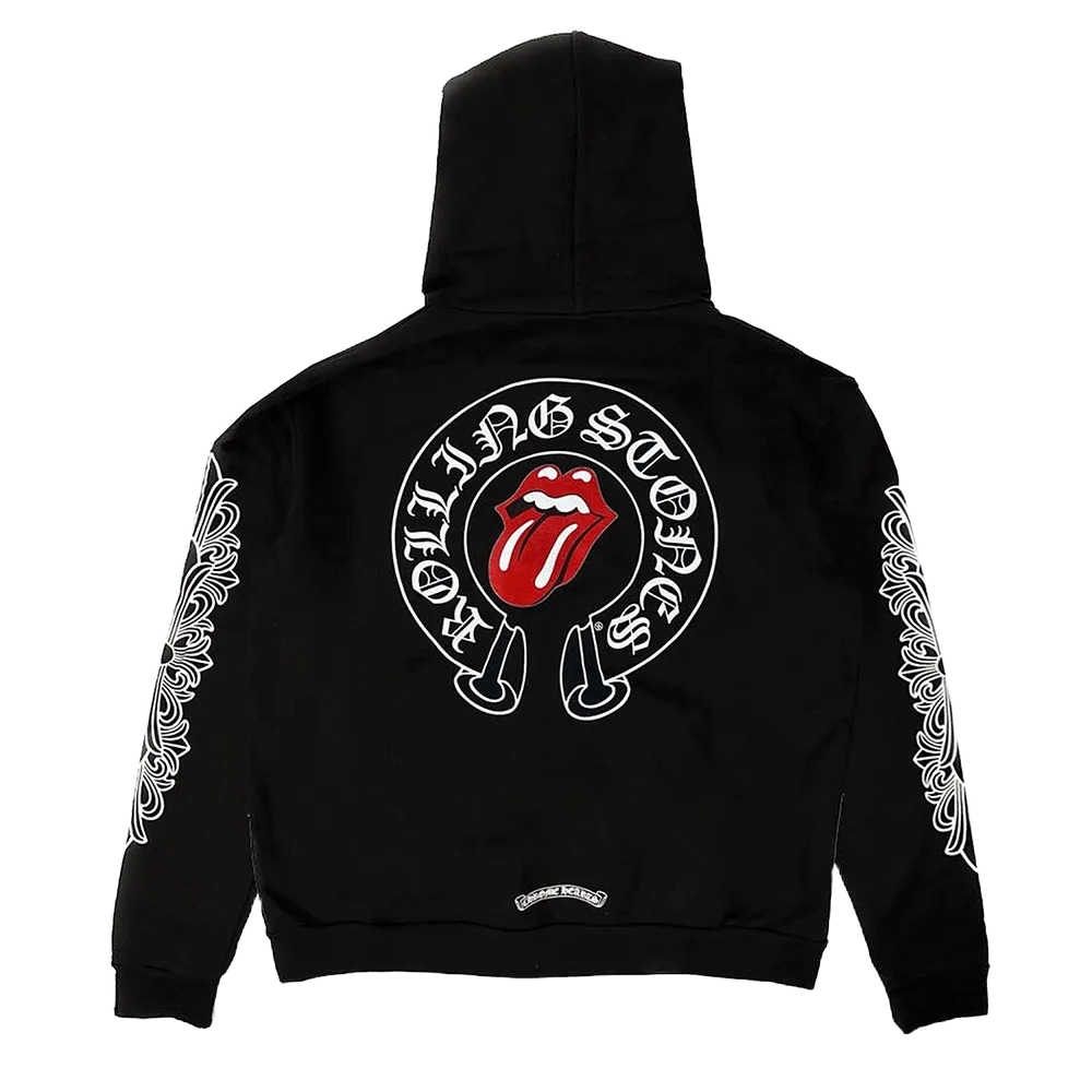 Chrome Hearts Rolling Stones Horseshoe Zip-Up Hoodie Black