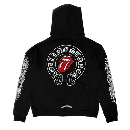 Chrome Hearts Rolling Stones Horseshoe Zip-Up Hoodie Black