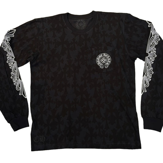 Chrome Hearts All Over Cemetery Monogram L/S T-Shirt Black