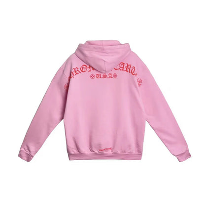 Chrome Hearts USA Script T-Bar Logo Hoodie Pink