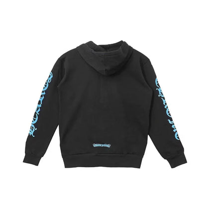 Chrome Hearts Script Zip-Up Hoodie Black/Light Blue