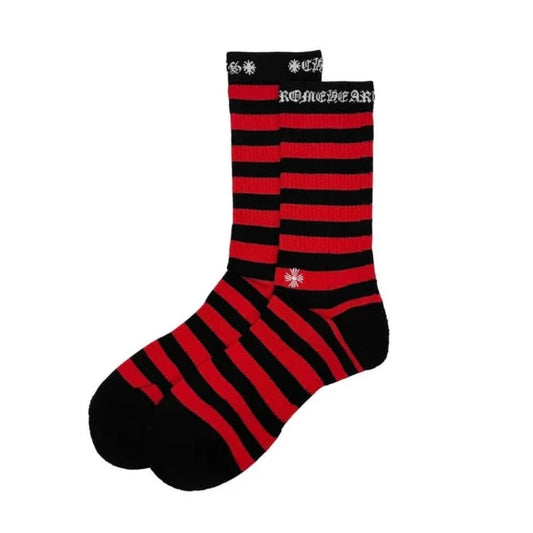 Chrome Hearts Cross Embroidered Striped Socks Red