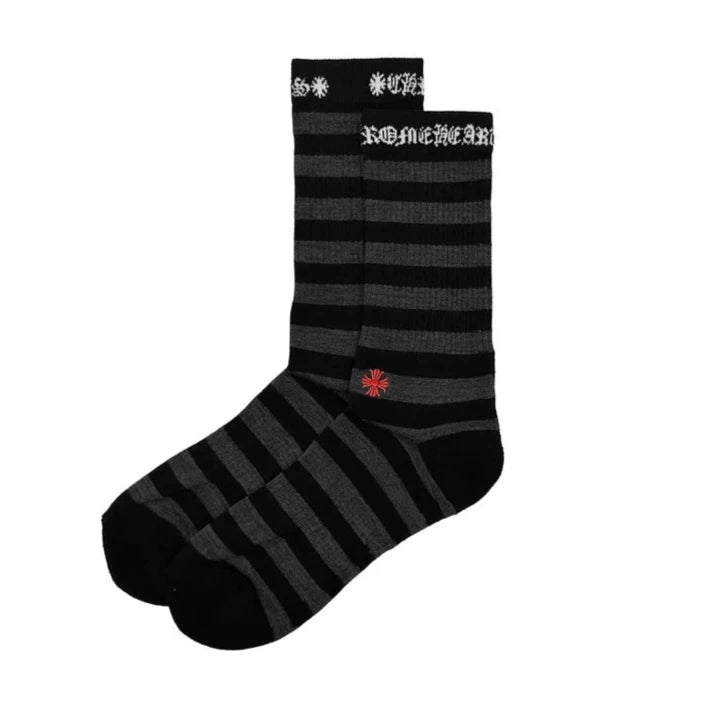 Chrome Hearts Cross Embroidered Striped Socks Black