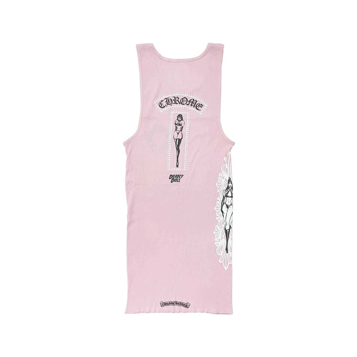 Chrome Hearts Deadly Doll Rib Art Basel Flora Tank Top Baby Pink