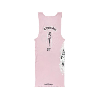 Chrome Hearts Deadly Doll Rib Art Basel Flora Tank Top Baby Pink