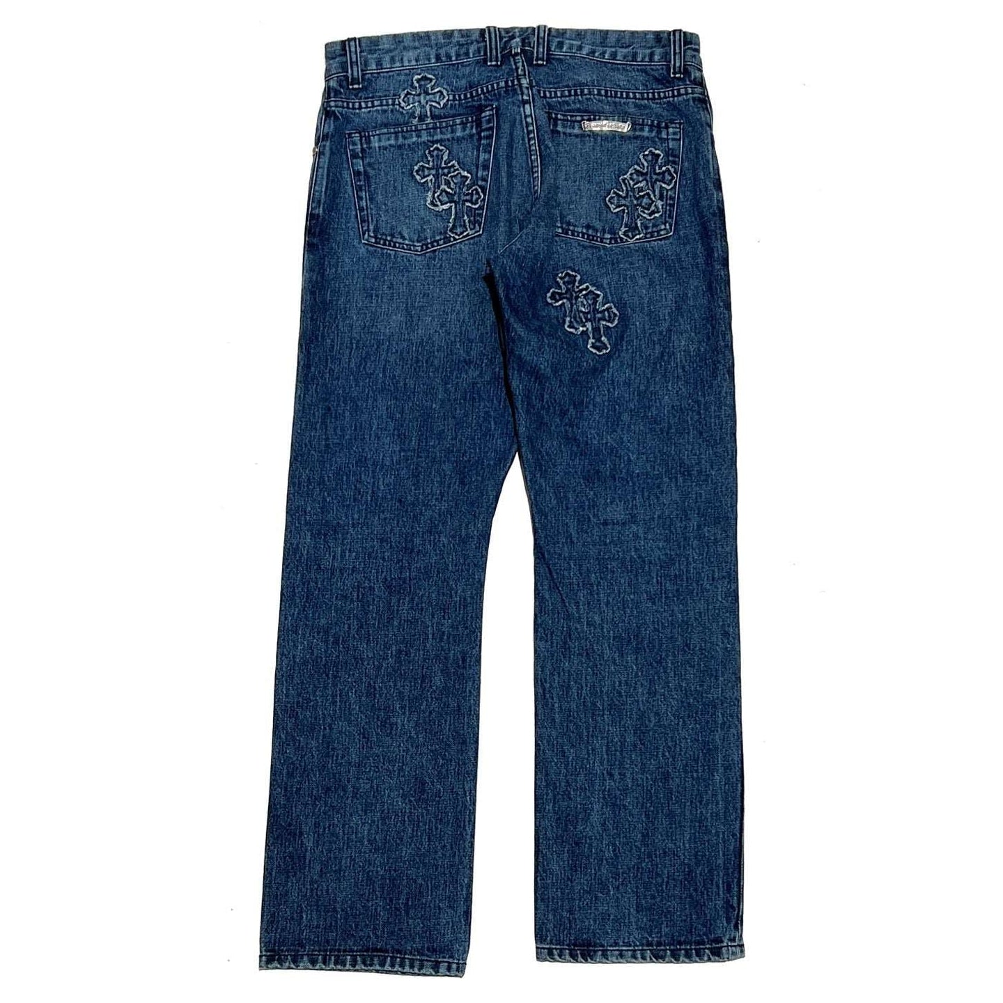 Chrome Hearts Tonal Denim Cross Patch Jeans Dark Indigo