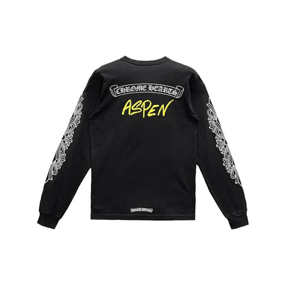 Chrome Hearts Aspen Exclusive Scroll Logo Floral L/S T-Shirt Black