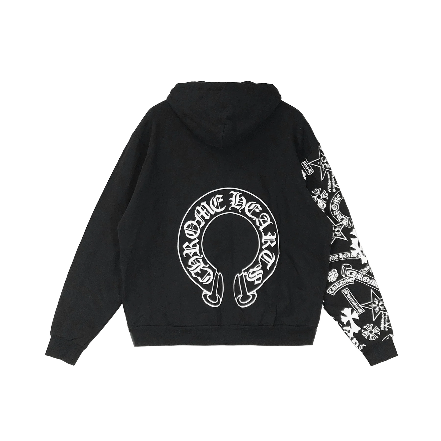 Chrome Hearts Horseshoe Multi Logo Sleeve Hoodie Black