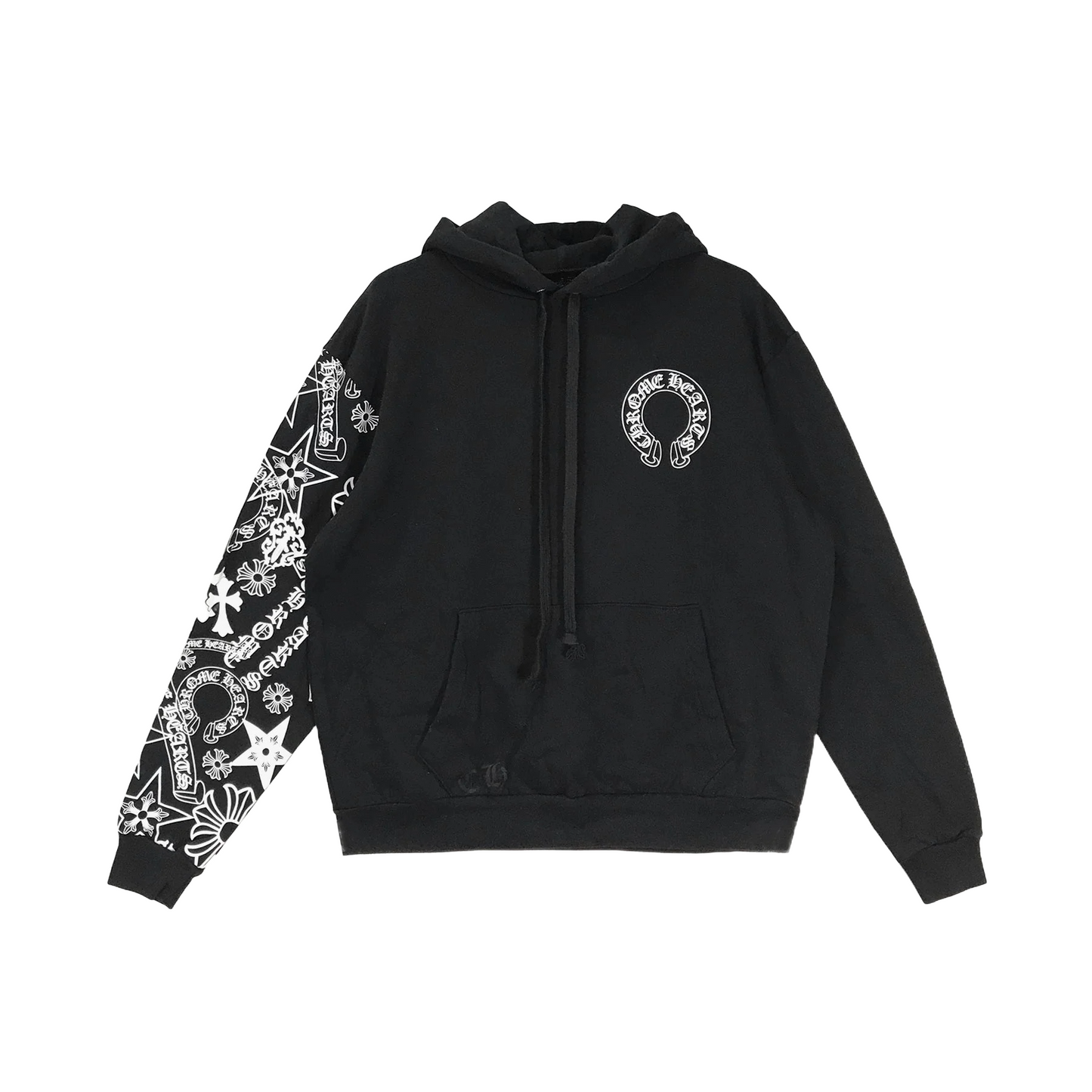 Chrome Hearts Horseshoe Multi Logo Sleeve Hoodie Black