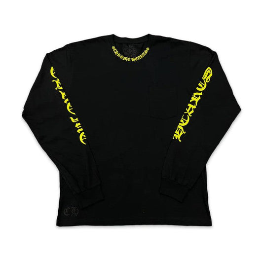 Chrome Hearts Neck Scroll L/S T-Shirt Black/Neon Yellow