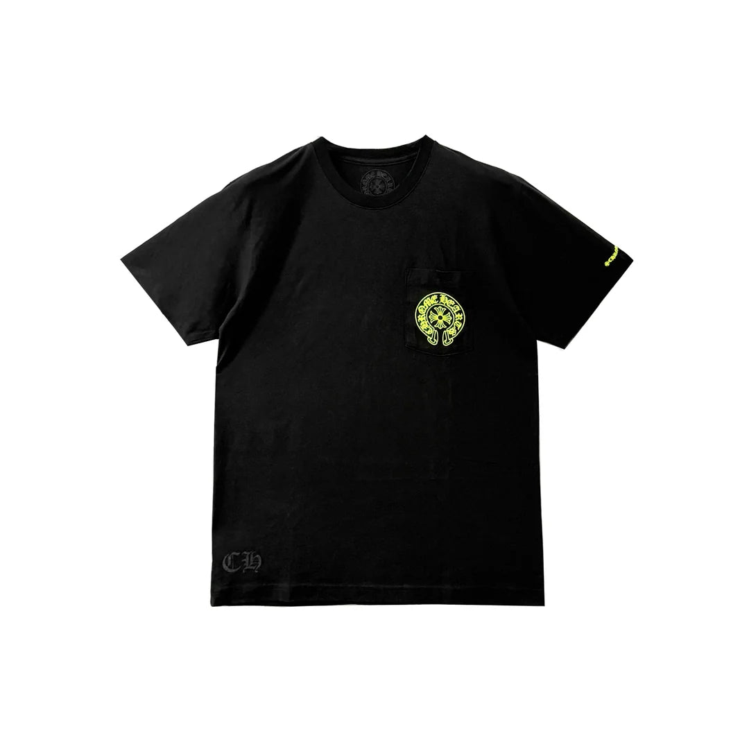 Chrome Hearts Neon Yellow Horseshoe Pocket T-Shirt