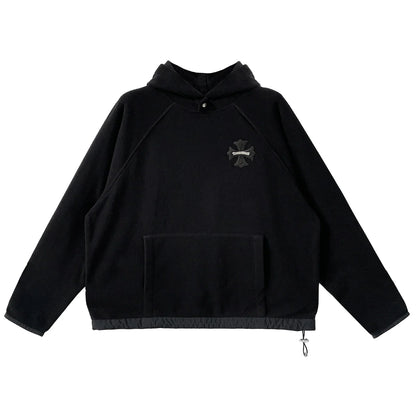 Chrome Hearts Leather Plus Cross Scroll Fleece Pullover Black