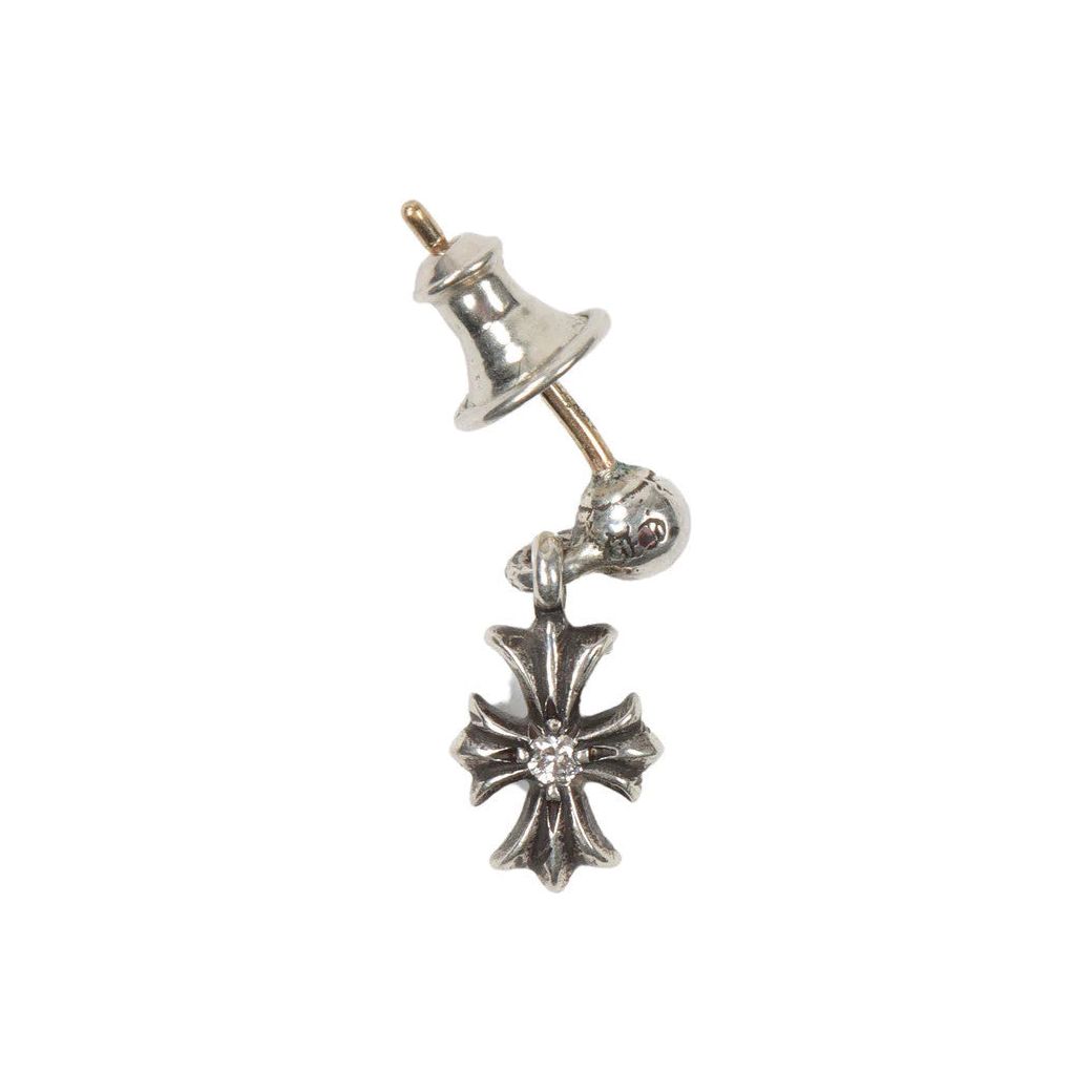 Chrome Hearts Silver Diamond Cross Earring