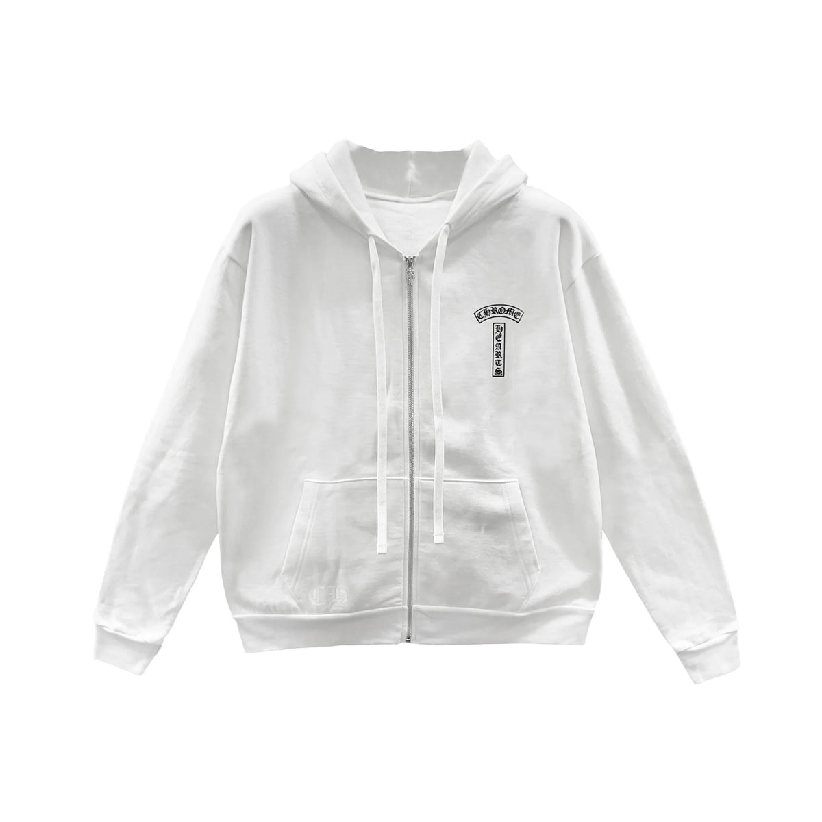 Chrome Hearts T Bar Scroll Logo USA Zip Up Hoodie White