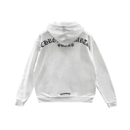 Chrome Hearts T Bar Scroll Logo USA Zip Up Hoodie White
