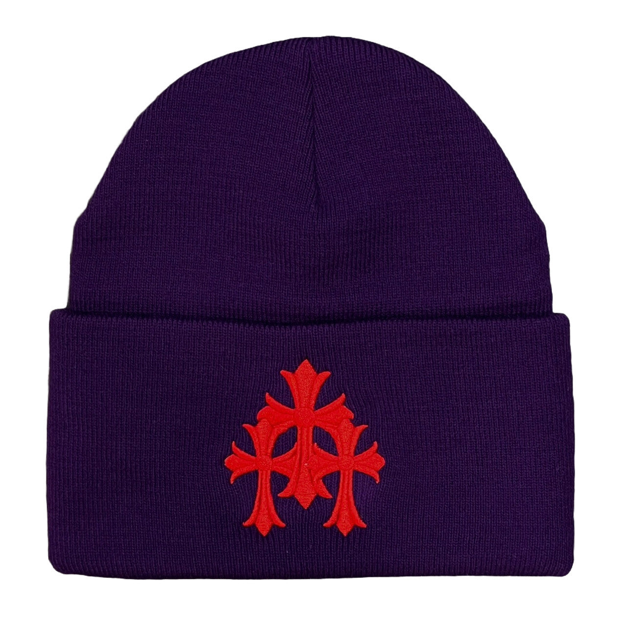 Chrome Hearts Triple Cross Beanie Purple